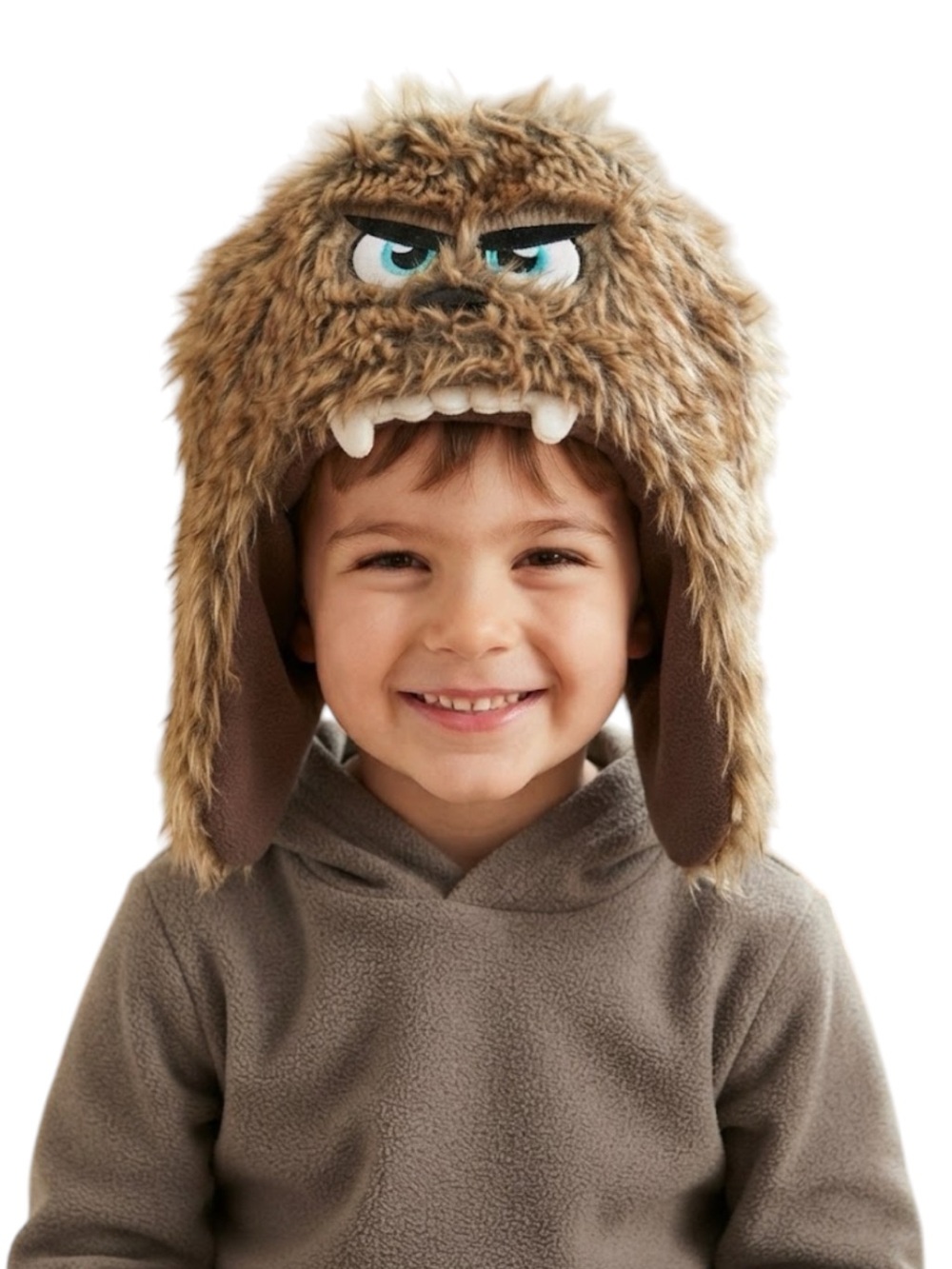 PRIMARK Brown Monster Fur Earflap Trapper Hat Retro Academia 7Y